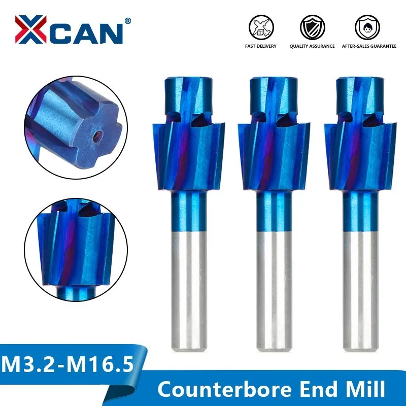 

XCAN HSS Milling Cutter M3.2-M16.5 Counterbore End Mill Pilot Slotting Bit CNC Milling Tool Pilot Hole Milling Cutter Tool