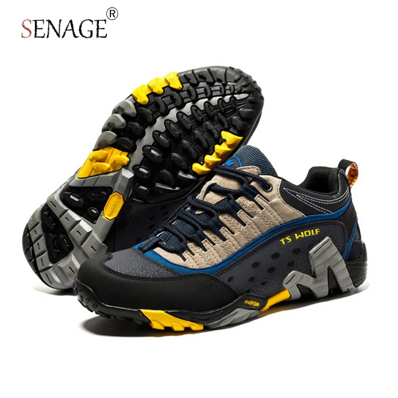 SENAGE Men's Shoes High Quality Couple Trekking Hiking Shoes Outdoor Genuine Leather Army Boots Waterproof Non-Slip Men Sneakers