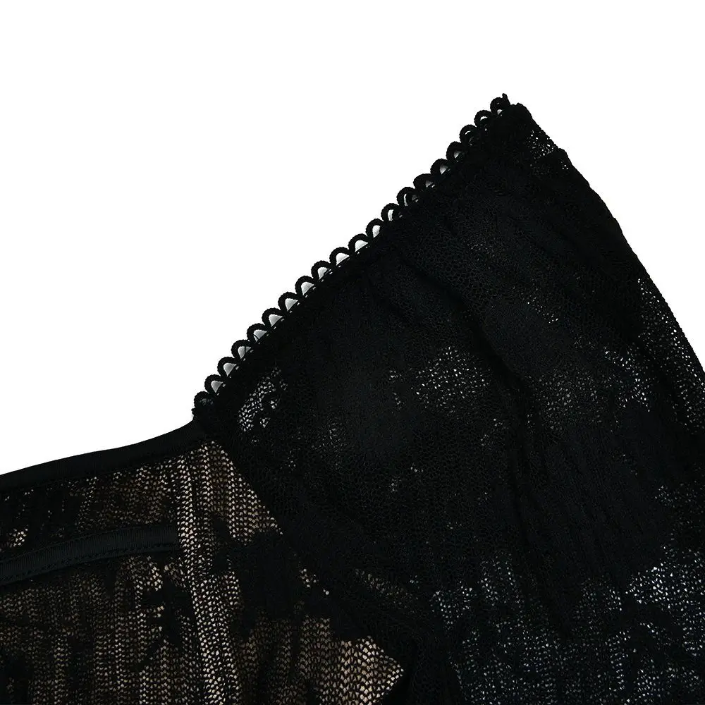 Flare Long Sleeve Backless Print Dress Square Neck Chest Wrap Mini Frenum