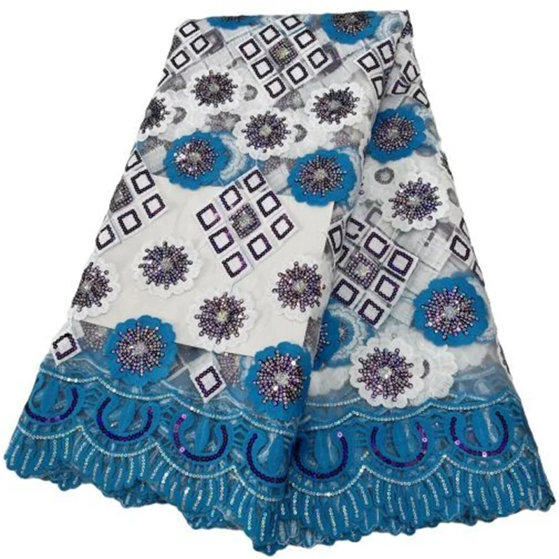 

Синие/белые французские нигерийские блестки, сетка в африканском стиле высокого качества для вечернего платья, 5 ярдов/лот