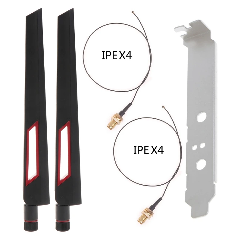 

2x10Dbi Dual Band 2.4G/5GHz M.2 IPEX MHF4 20cm Cable to RP-SMA Pigtail Antenna Set For AX210 AX200 9260 NGFF WiFi