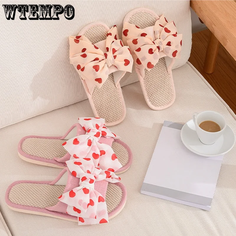WTEMPO Lovely Butterfly Knot Slippers Women Spring Autumn Home Indoor Fashion Slides Comfy Flip Flops House Shoes Wholesale
