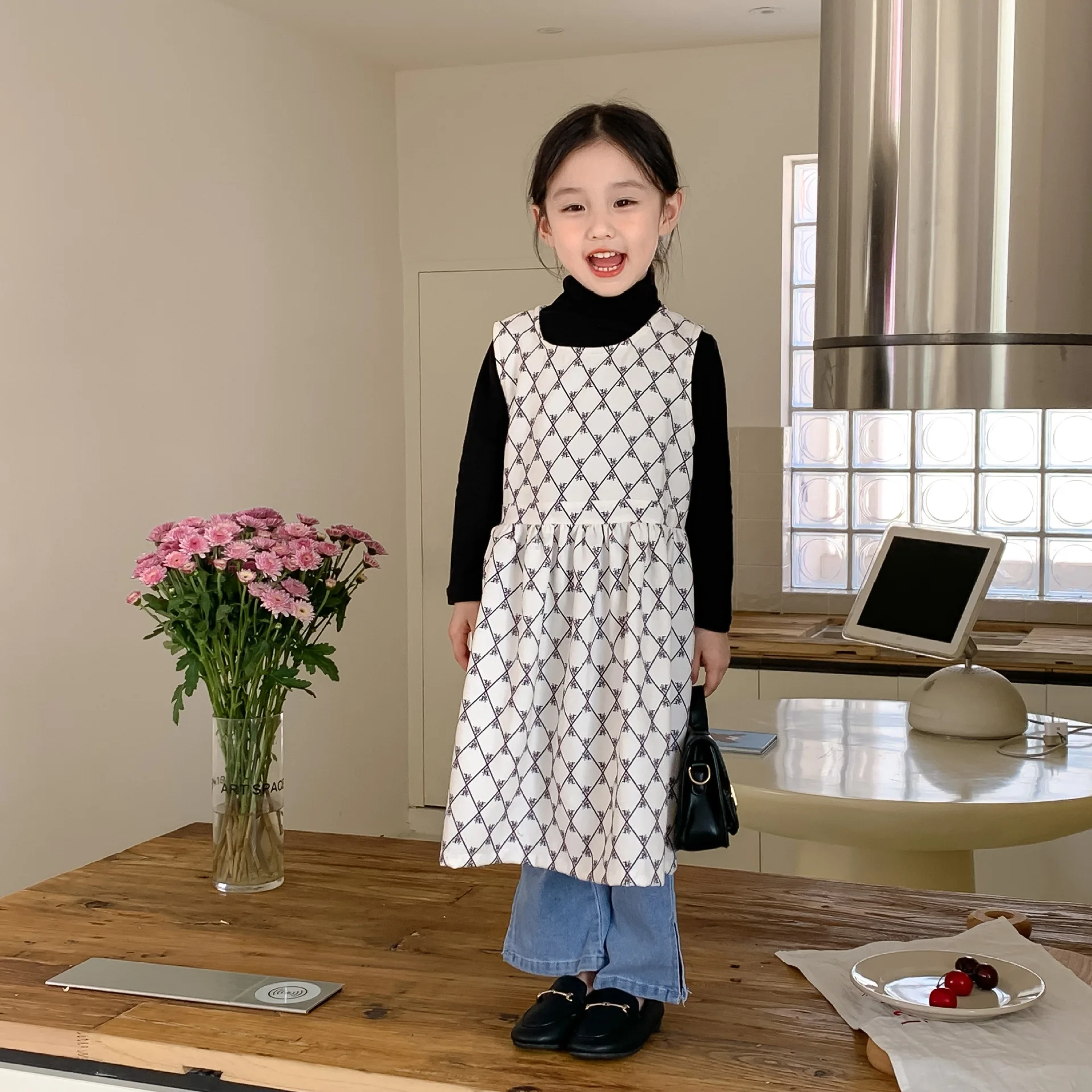 

2022 Autumn New Children Casual Dress Girls Sleeveless Dress Kids Vest Princess Dress Kids Casual Plaid Dress Baby Girl Clothes