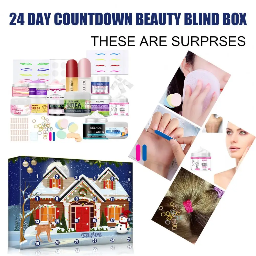 

24Pcs/Set Safe Beauty Advent Calendar Countdown with Exquisite Cosmetics Gift 24Types Makeup Blind Box Surprise Gifts