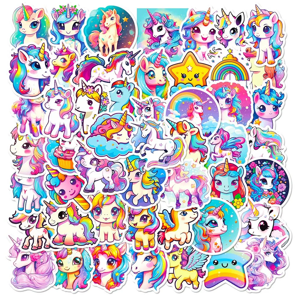 10/50Pcs Cartoon Cute Rainbow Unicorn Stickers Pack Per Bambini Scrapbooking Laptop Travel Bagagli Laptop Wall Car Decoration Decal