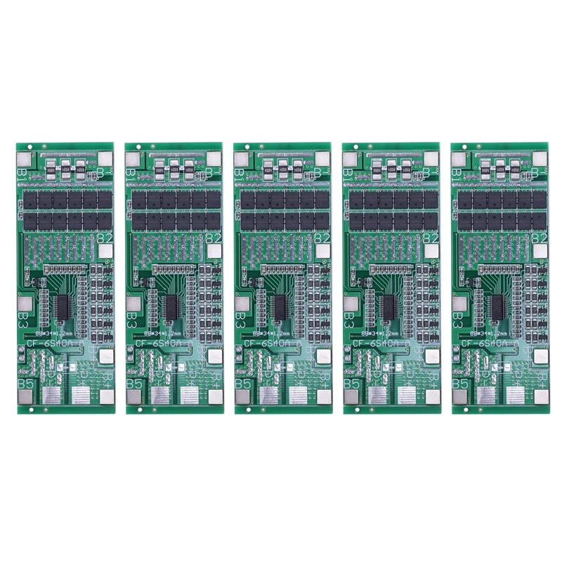 5X 24V 6S 40A 18650 Li-Ion Lithium Battery Protect Board Solar Lighting Bms Pcb With Balance For Ebike Scooter
