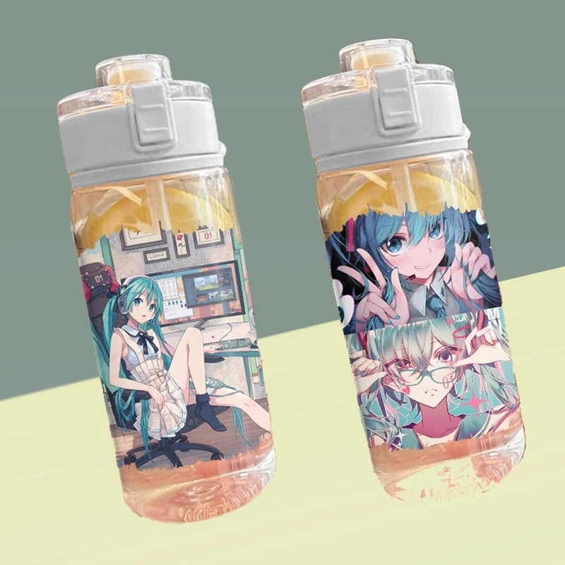 

Hatsune Miku Straw Cup Two-Dimensional Animation Peripheral Girl Plastic Cup Large-Capacity Portable Student Hand-Held Cup