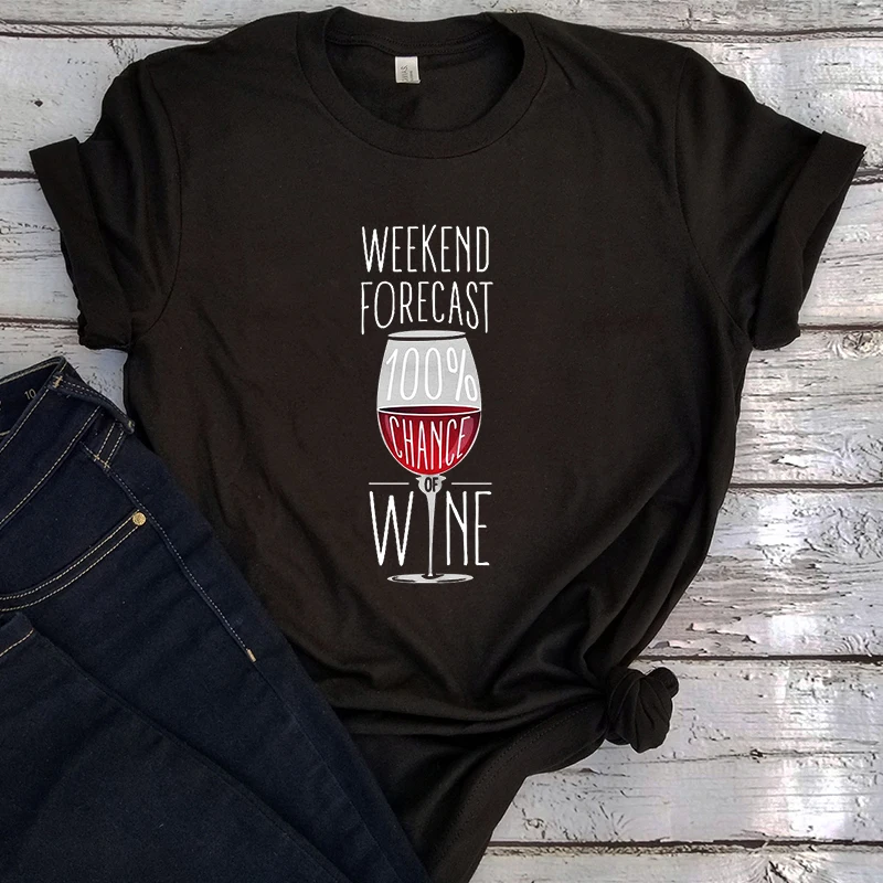 

Wine Lover Tshirt Drinking Outfit Wine Shirt Funny Tee for Her 100% Chance of Wine Ladies Tees Gift for Women 2022 New XL