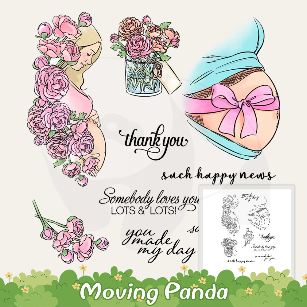 

Pregnant Woman Great Mother Cutting Dies Clear Stamp Set DIY Scrapbooking Metal Dies Cut Silicone Stamps For Love Cards Album