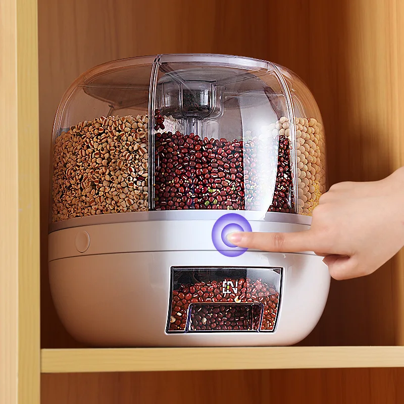 

Bucket Dispenser Food Kitchen Dispenser Degree Box Rotatable Container Rice Sealed Storage Grain Moisture-proof Dry 360