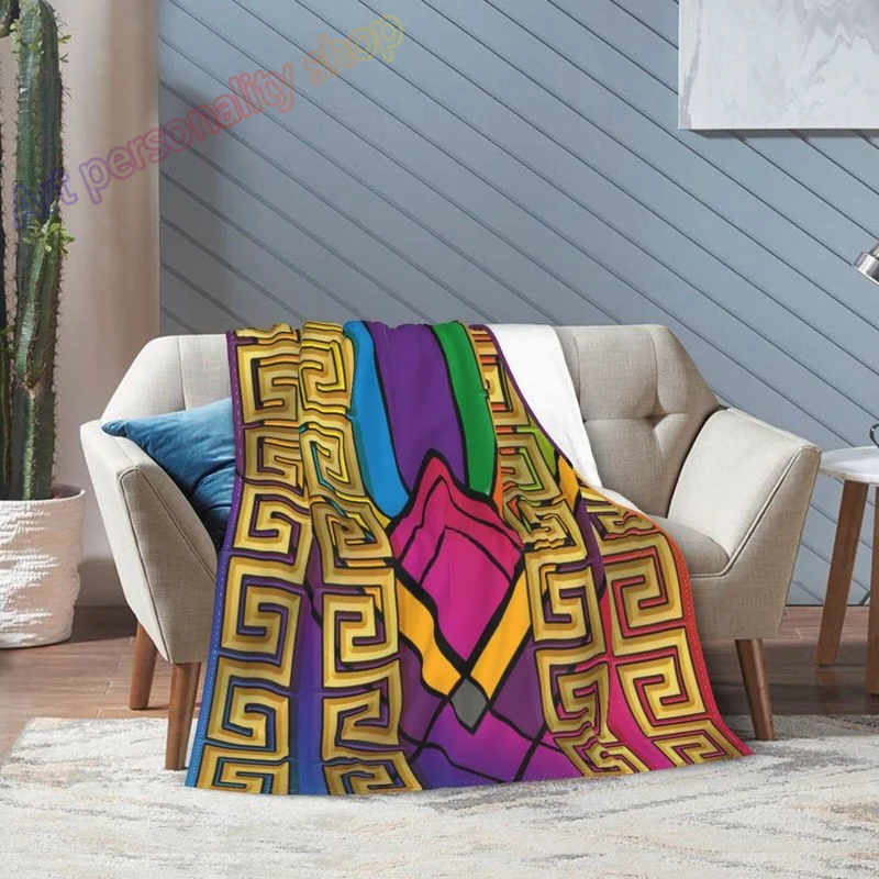 Роскошное черное золотое греческое одеяло Meander фланелевые покрывала