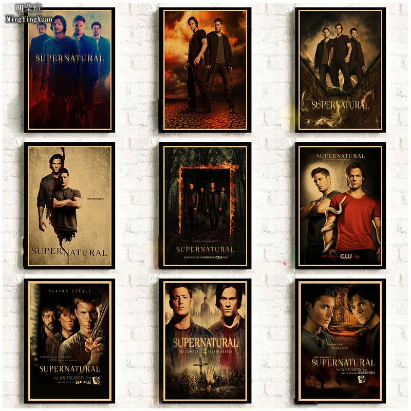 

America Tv Drama Retro Kraft Paper Poster of Supernatural Series Stickers for Bar Cafe Home Art Wall Creative Decoration gift