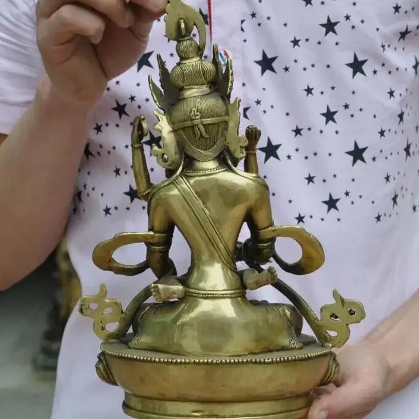 11-дюймовая тибетская бронзовая позолоченная статуя Ваджра Манддексавара Яб-Юум