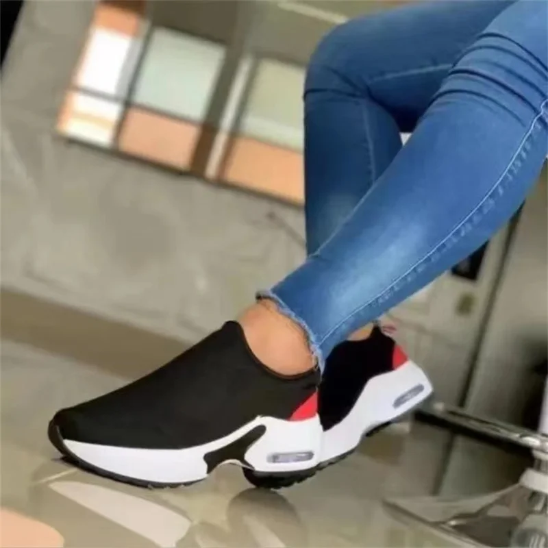 Fashion Vulcanized Sneakers Platform Solid Color Flats Ladies Shoes Casual Breathable Wedges Ladies Walking Sneakers