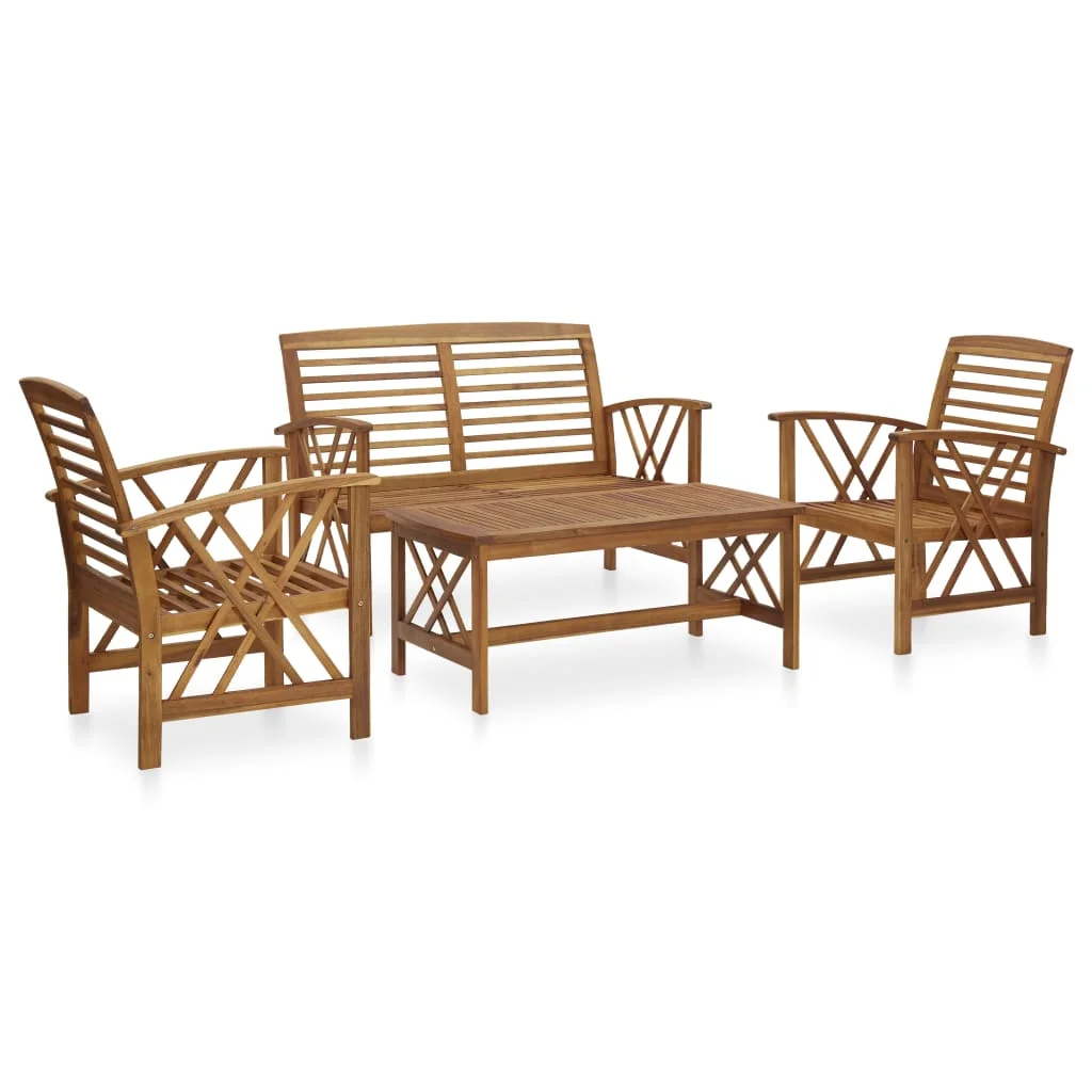 

4 Piece Garden Lounge Set,Patio Table and Chair Set, Solid Acacia Wood