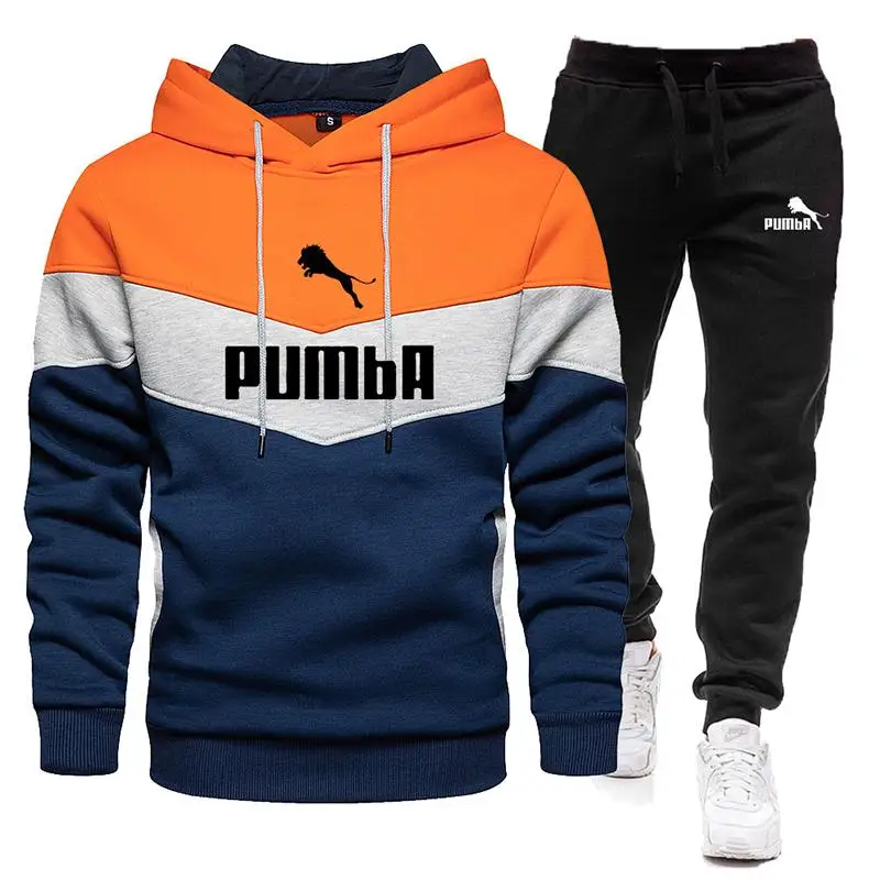 2023 fashion new men's autumn and winter suit hooded shirt and trousers warm two-piece casual sportswear men and women sportswea