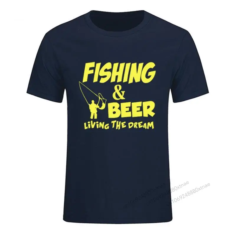 

Fishings Match T-Shirts Fishinger Beer Fish Living The Dream Fisherman Printing T shirt Sporter Flying Fresh Fun Gift Tees Shirt