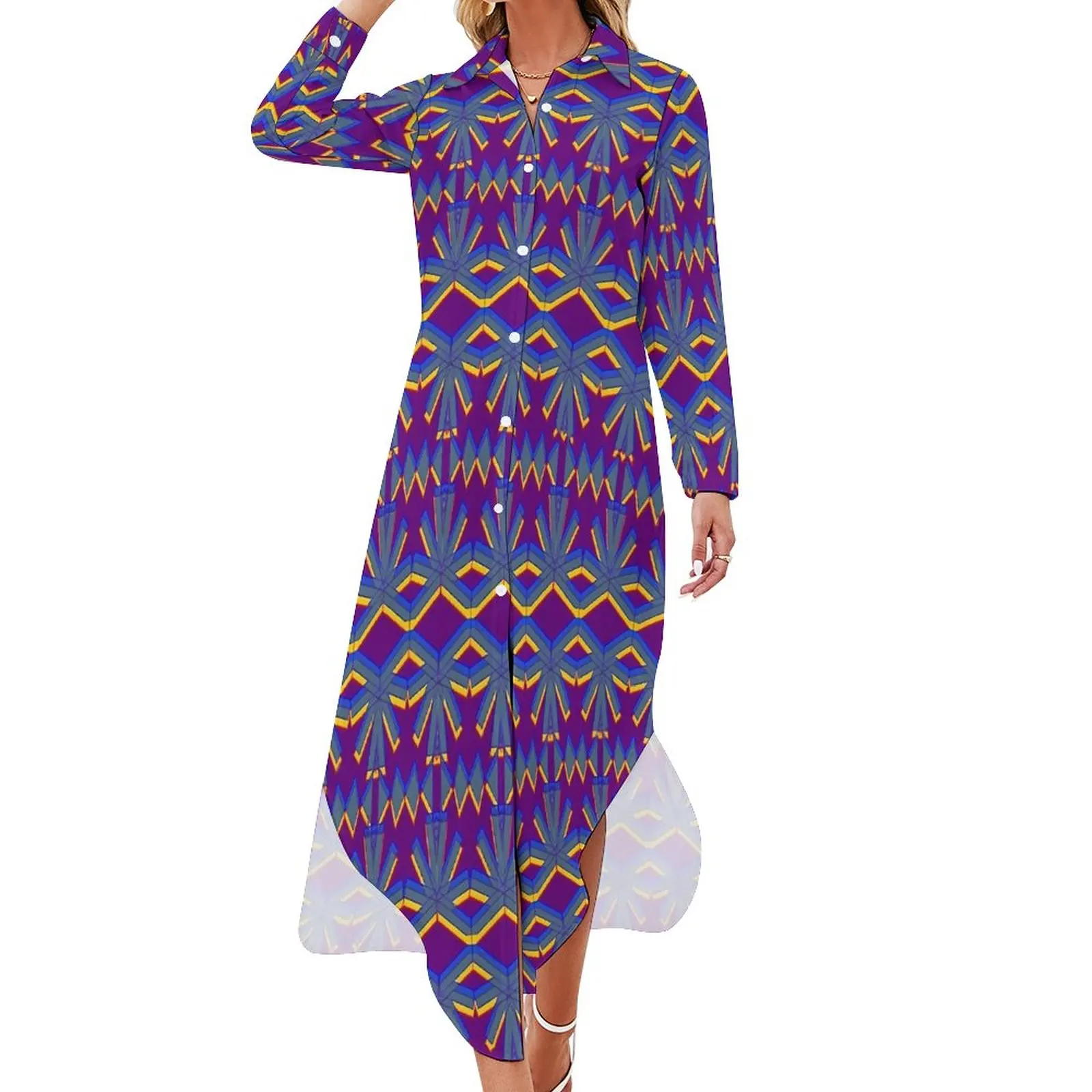 

Nile Dashiki Blue Casual Dress Retro African Street Wear Dresses Sexy V Neck Kawaii Chiffon Dress Long Sleeve Vestidos Big Size