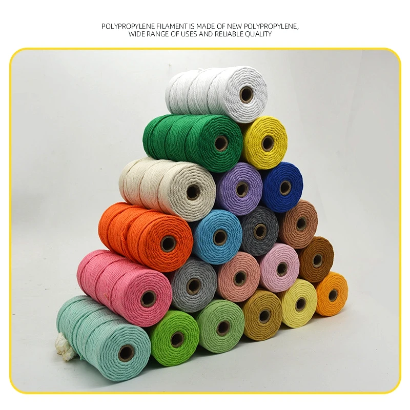 

4mm 200m/roll Rope 100% Cotton Rope Colorful Twisted Macrame Cord String Thread Party Wedding Decoration Accessory DIY Cord