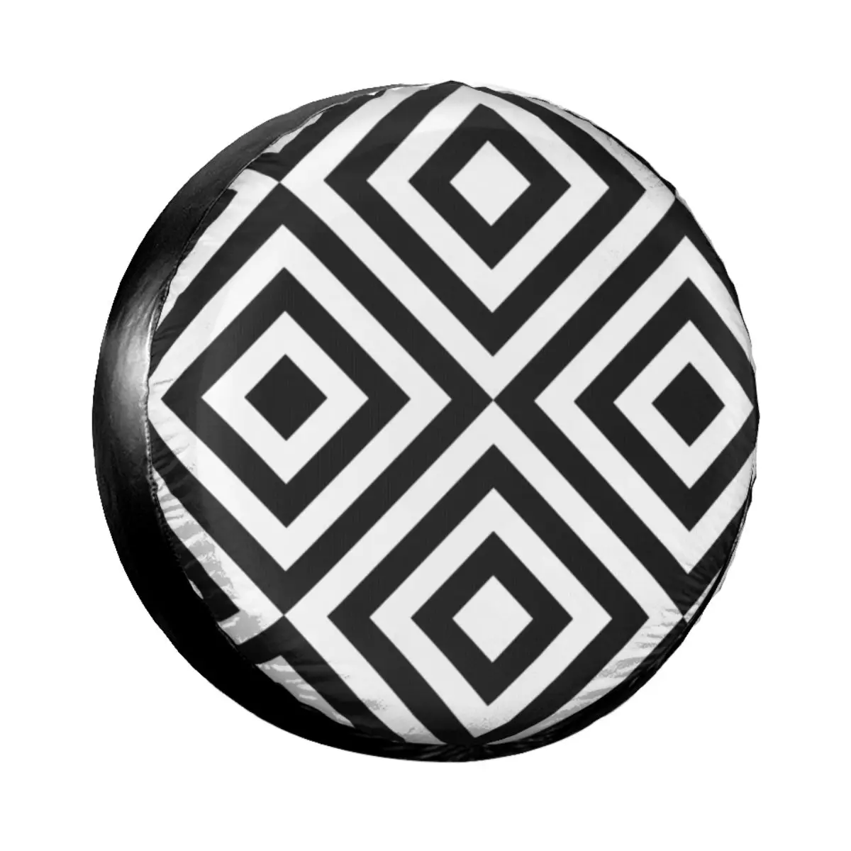 

Abstract Geometric Black And White Line Pattern Spare Tire Cover for Jeep Pajero Geometry Car Wheel Covers 14" 15" 16" 17" Inch