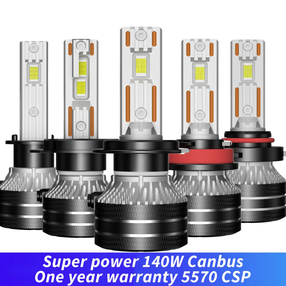 Автомобисветильник светодиодные фары H7 Canbus H1 H4 H8 H9 H11 140 Вт Hb3 Hb4 Hir2 высокой мощности, автомобильные фары 6500K 9005 9006 9012, противотуманные фары 5570 CSP