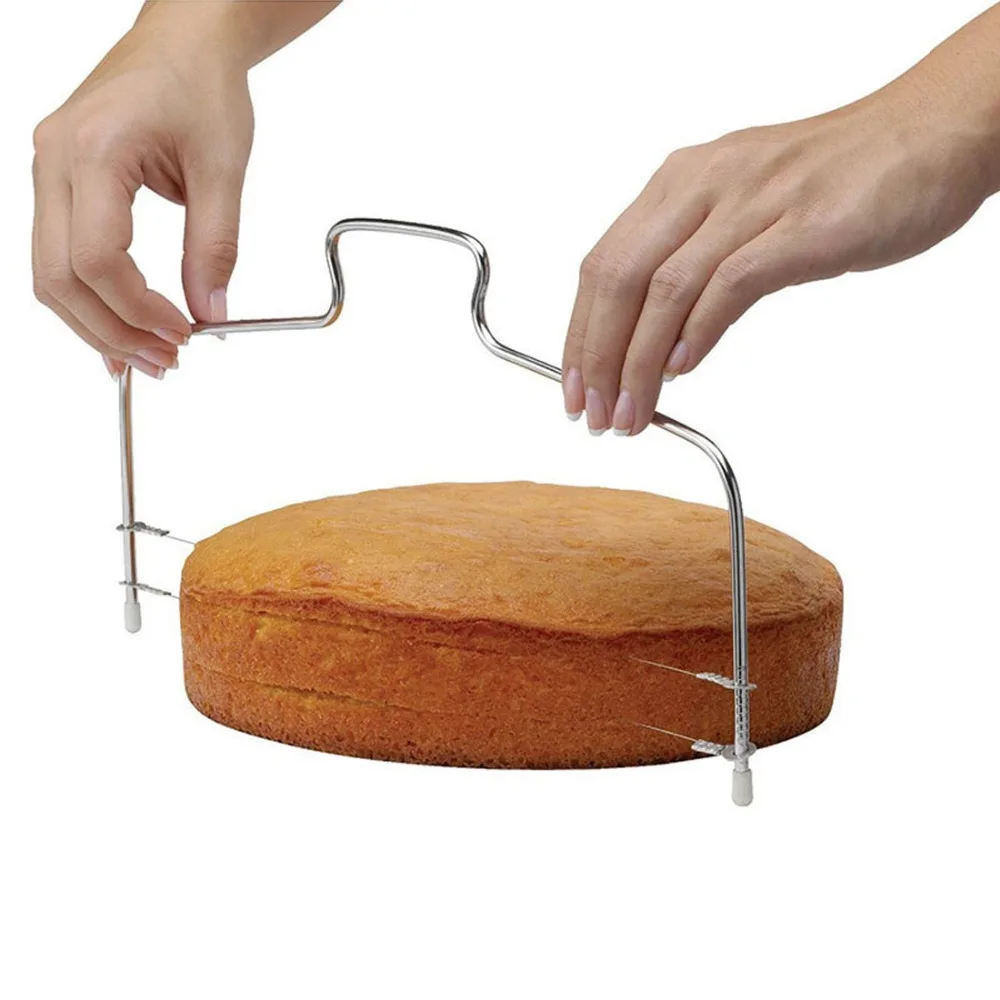 1 Piece Adjustable Stainless Steel Wire Cake Slicer Leveler Pizza Dough Cutter Trimmer Kitchen Accessories Baking Tool