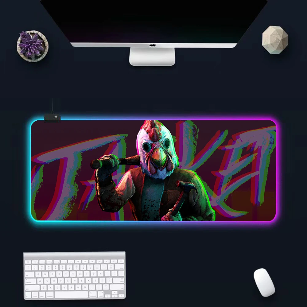 

game hotline miami 3 RGB Pc Gamer Keyboard Mouse Pad Mousepad LED Glowing Mouse Mats Rubber Gaming Computer Mausepad