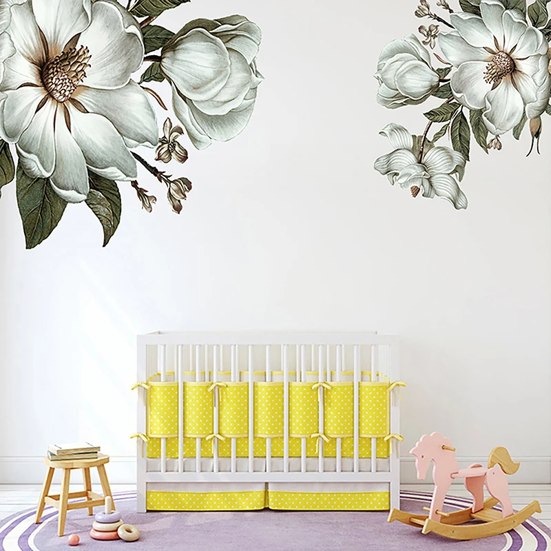 Классическая наклейка на стену с магнолией большой цветочный ретро-стиль