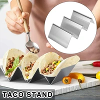 1pc kitchen taco holder pancake pizza shelf taco stand plate protector stainless steel 3 grids tray rack for grill oven pie tool