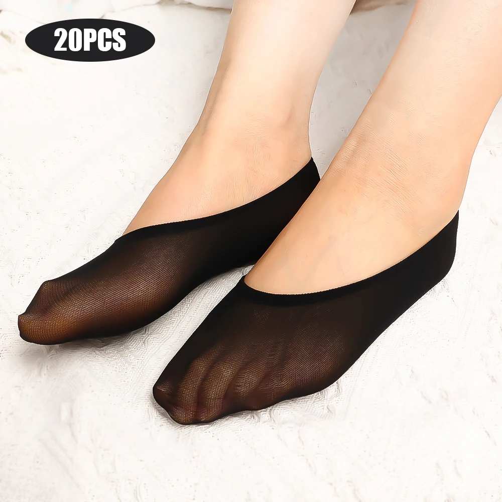40pcs Transparent Summer Invisible Shallow Sox Footsies Shoe Liner Trainer Ballerina Women Boat Socks Ladies Thin Sock Slippers