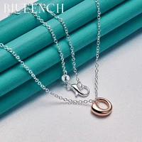 blueench 925 sterling silver irregular round pendant 16 30 chain necklace for womens party casual elegant jewelry