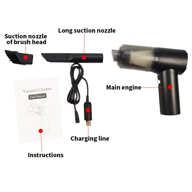 Автомобильный пылесос беспроводной пистолет перезаряжаемый ручной для домашних