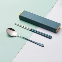 304 stainless steel korean portable tableware spoon fork chopsticks three piece portable tableware set student tableware