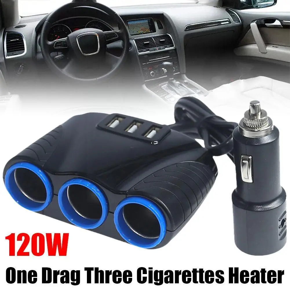 

Car Cigarette Lighter Plug 3 In 1 Car Charging Plug Quick Lighter Cigarette Multi-functional Adapter Splitter Charge P0X9