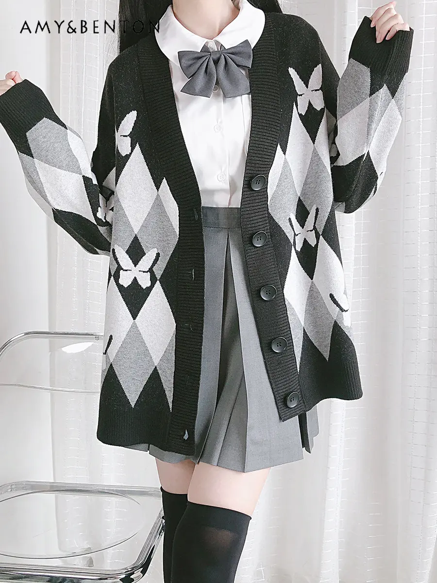 

Loose Cardigan Sweater Autumn and Winter Long Sleeve Coat Casual Oversized Knitted Cardigan Women