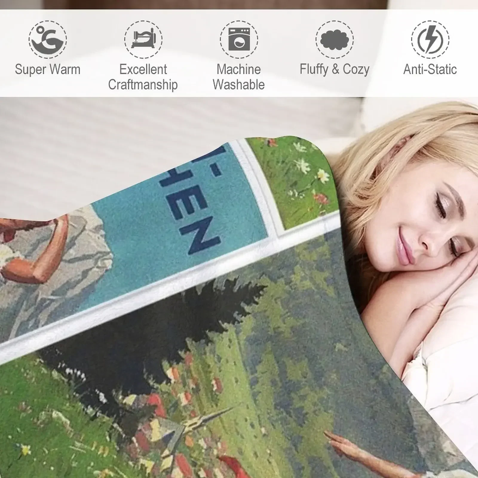 Garmisch Partenkirchen... винтажное туристическое одеяло с постером термомягкие плюшевые