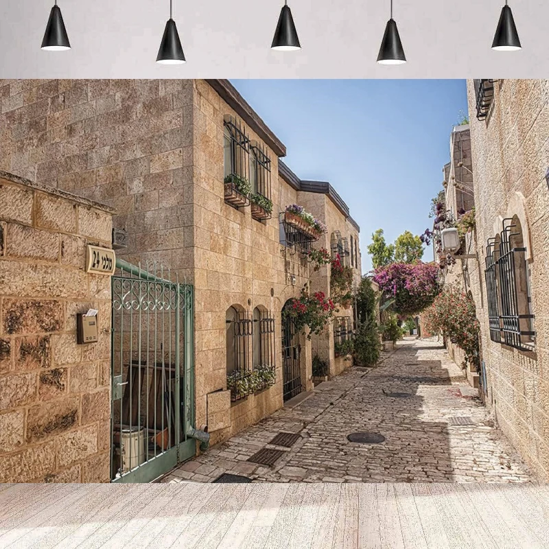 Иерусалимский город уличный фон для фотосъемки булыжник улица древняя деревня