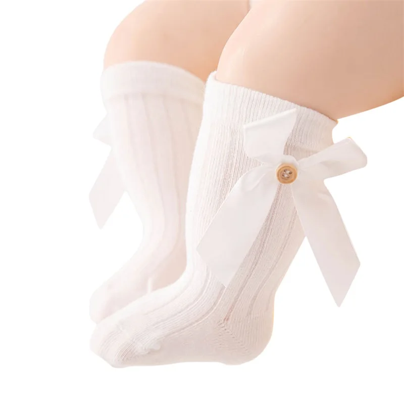 

Милые вязаные Гольфы с бантом для новорожденных девочек-удобные длинные чулки для осени и зимы