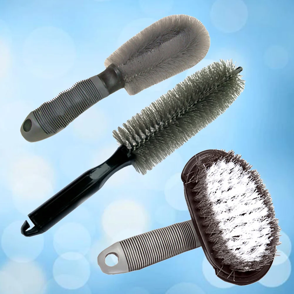 

3 in 1 Wheel Brushes Car Wheel Brush Rim Tire Brush Multipurpose Use for Motorcycles Bicycles