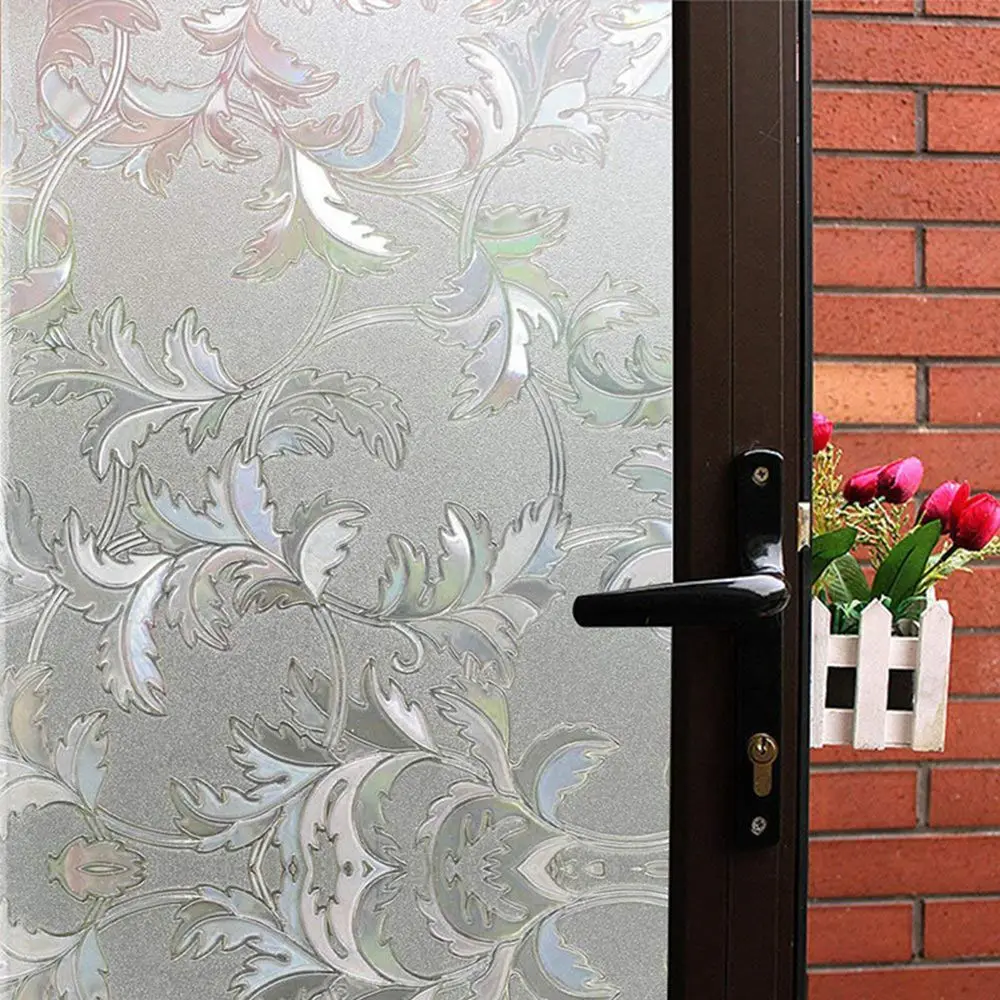 

3D Frosted Etched Sticker Balcony Bathroom Window Decals Stained Paper Decorative Glass Window Film Vinyls Privacy Film