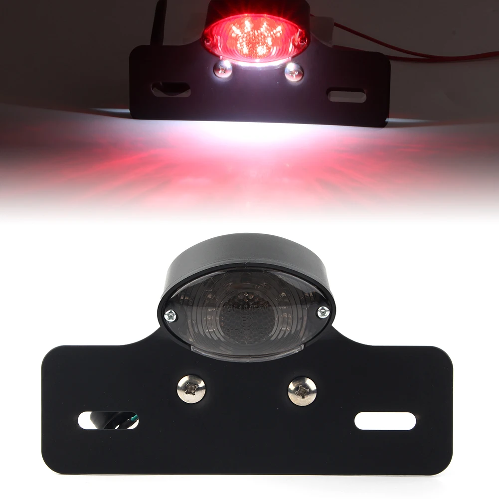 

DC 12V Universal Motorcycle LED Tail Light Smoked Lens Plastic Integrated Light Turn Signal Brake Light Rear Driving Lamp