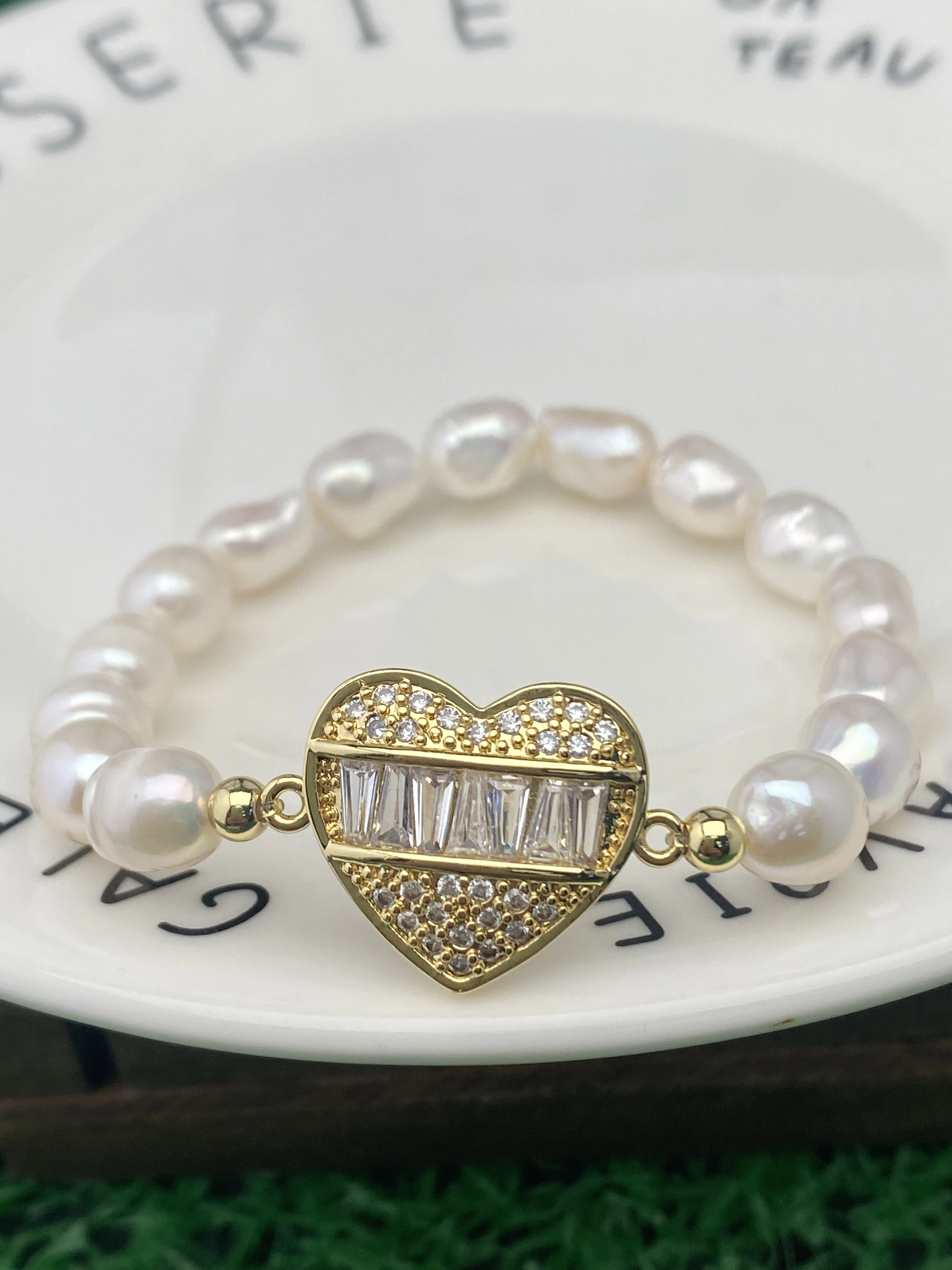 

Punk Design Heart Charm Bracelets For Women Clear CZ Fine Jewelry