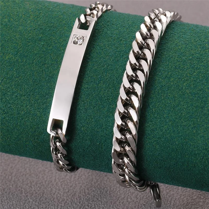 

Модные парные серебряные мужские браслеты из нержавеющей стали ювелирные изделия для женщин браслет Многослойные аксессуары дрель