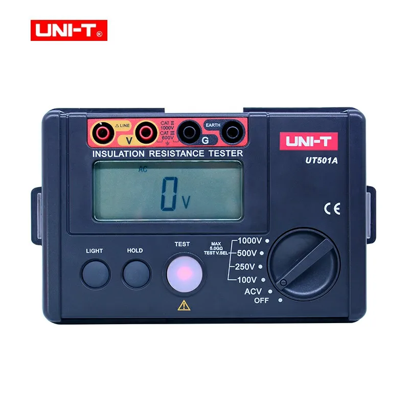UNI-T UT501A Insulation Resistance Tester 100-1000V megger meter digital Resistance meter Megohmmeter 30~750V AC voltmeter
