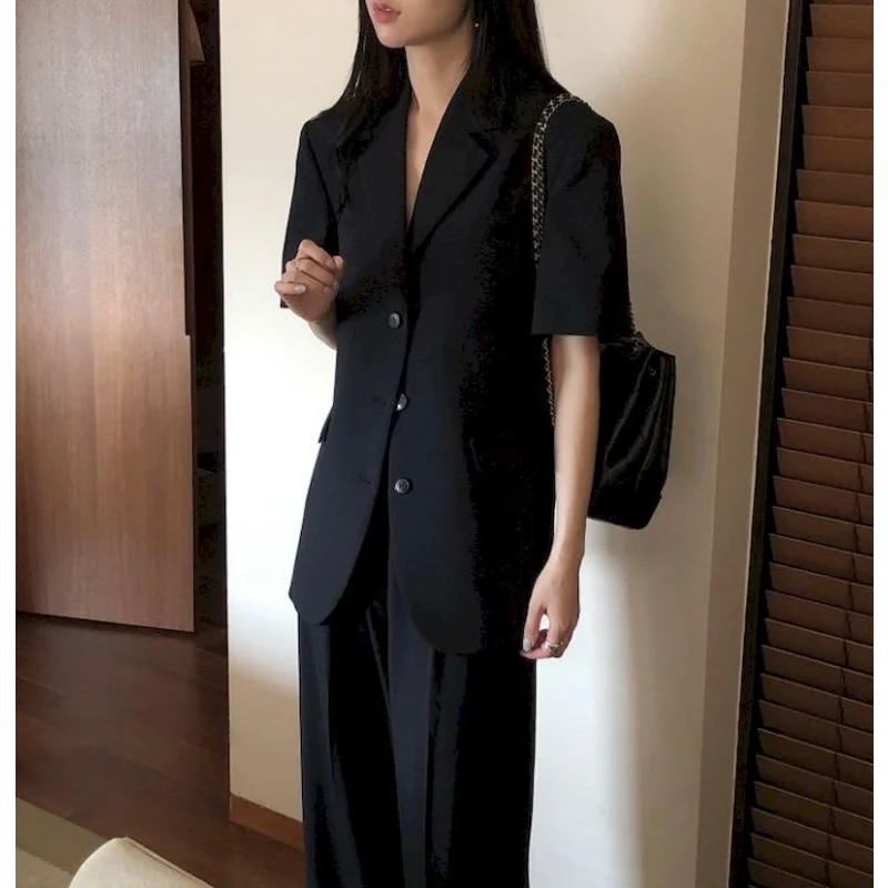 

Insozkdg Summer Women Elegant Casual Business Trousers Suit Ladies Loose Vintage Blazer Pantsuit Female Fashion Solid Clothes