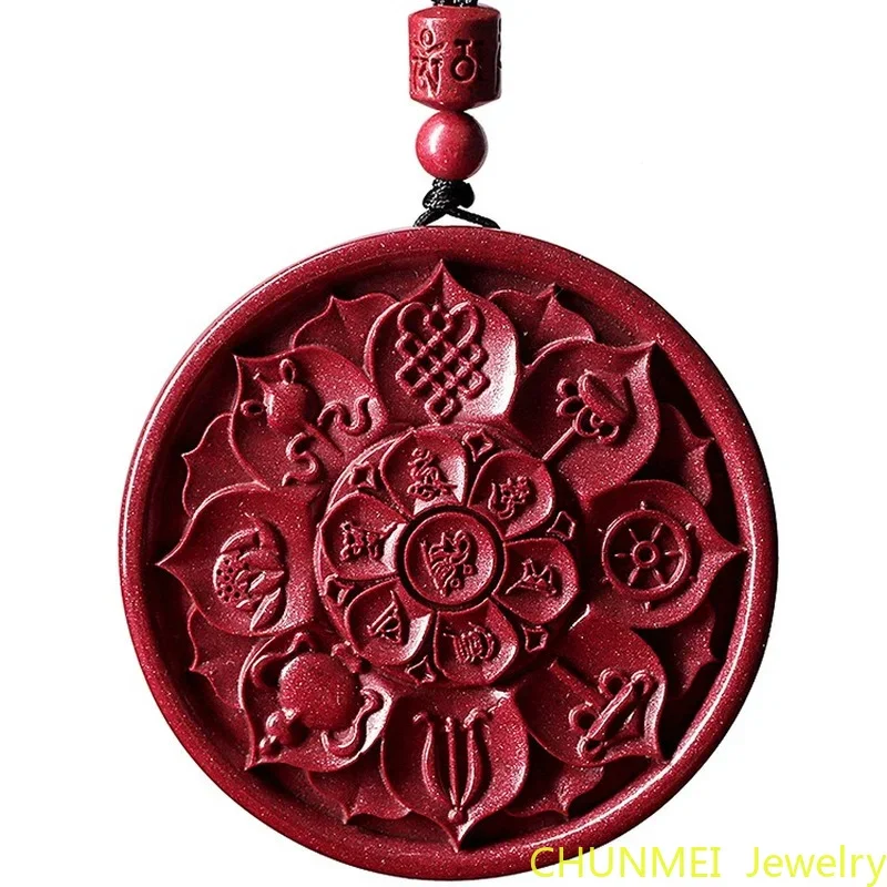 2022 подвеска в виде минерального цветка Cinnabar буддизм Гуаньинь с шестью символами