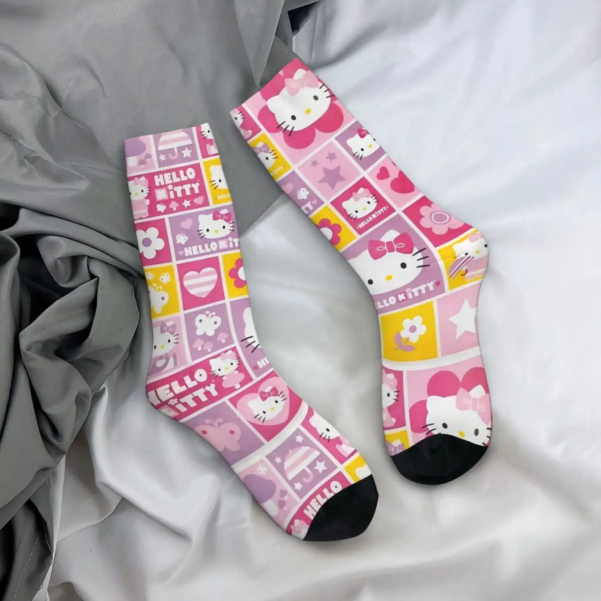 Hello Kitty Socks Winter Sanrio Stockings Funny Unisex Men High Quality Custom Outdoor Anti-Slip