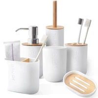 new bamboo bathroom accessories toothbrush holder soap dispenser toilet brush bathroom set bathroom decoration accessories