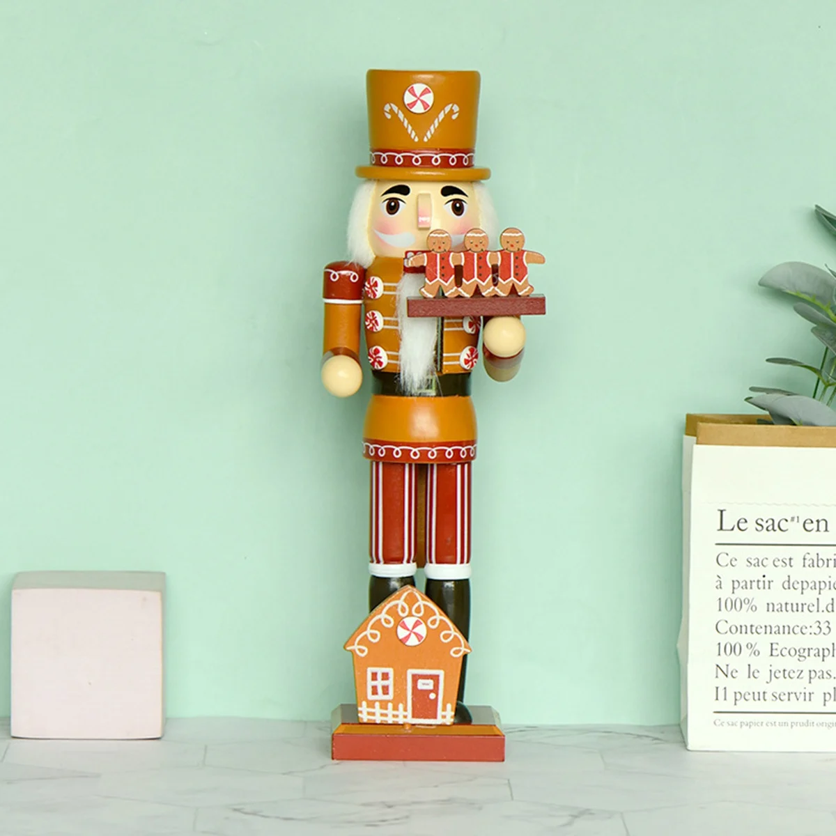 

Christmas Wooden Nutcracker 13.8 Inch Gingerbread Style Christmas Nutcracker Decor Festive Christmas Party Decor