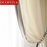 new curtains for living room high grade cream white linen lace stitching curtains for bedroom finished products customization